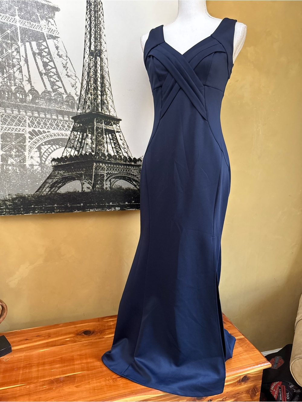 Alexa B Nites Classic Navy Square-Neck Maxi Dress 6